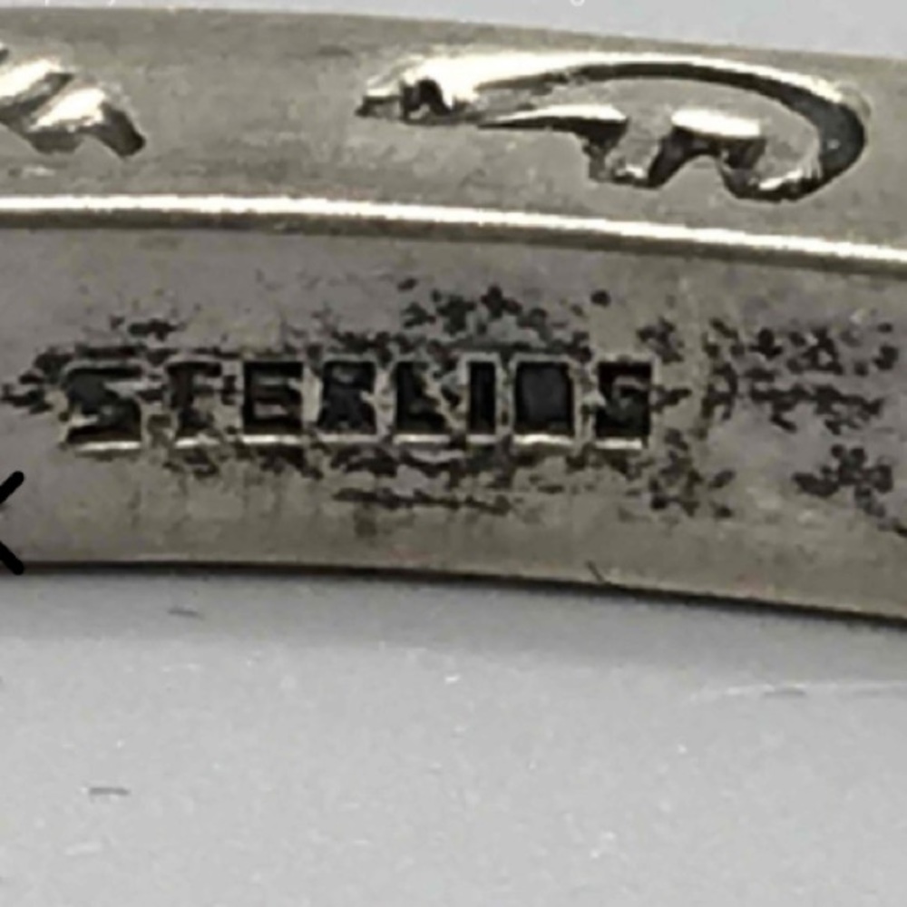 Native American heavy 925 Silver artist stamped cuff 34.1g - Picture 9 of 15